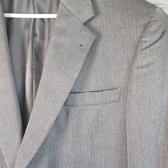 JOS A BANK GRAY BLAZER HERRINGBONE DESIGN SILK CAMEL HAIR BLEND MENS  42L EUC - Picture 5 of 11